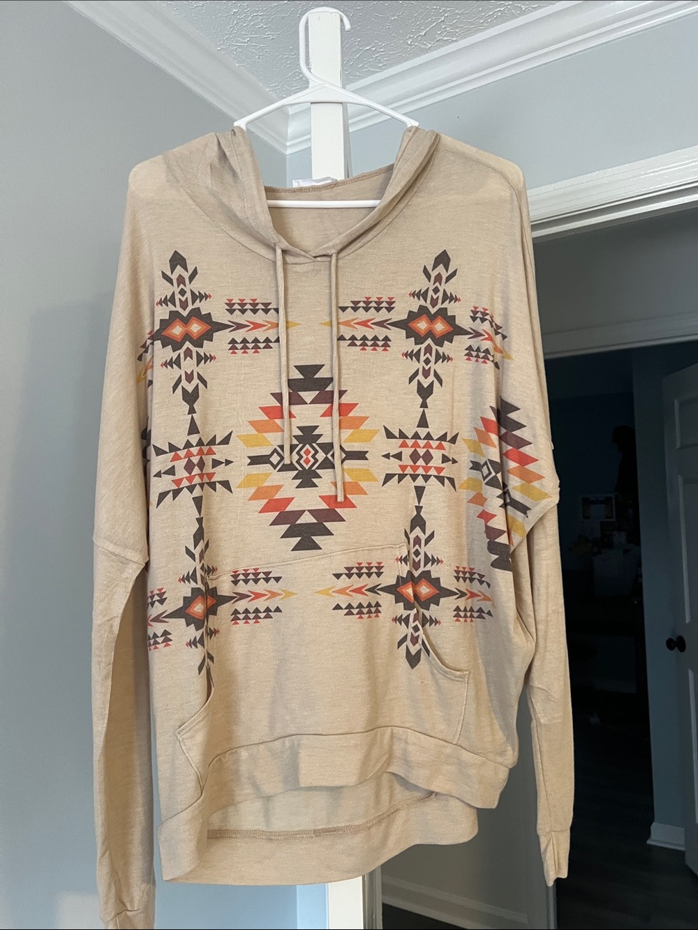 Phil Love Aztec print tan shirt